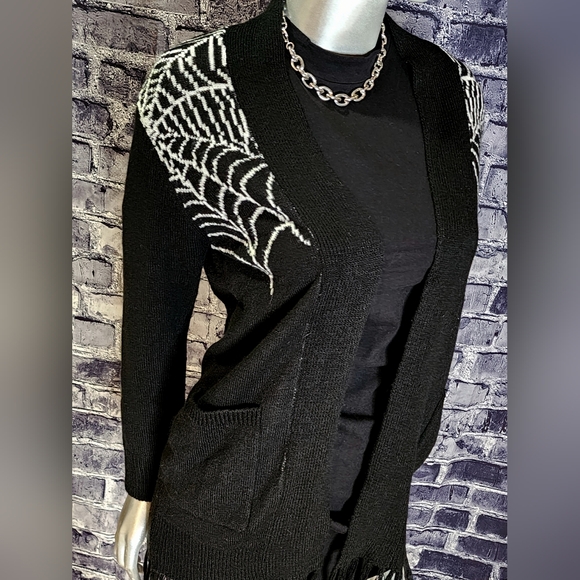 RARE! Spider Web Black Cardigan Sweater from Too Fast - Picture 8 of 13